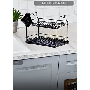 Mini Boy Bulaşıklık Tezgah Üstü Tabaklık Bpa Free Bulaşık Sepeti Siyah 23x33x25
