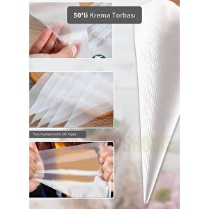 50'li Krema Torbası Kullan At Şanti Sıkma Torbası Büyük Boy Süsleme Torbası
