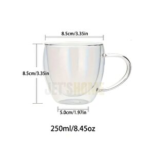 2’li Set Kulplu Cappuccino Bardağı Latte Bardağı Çift Cidarlı Americano Bardağı 250 Ml Kahve Bardak