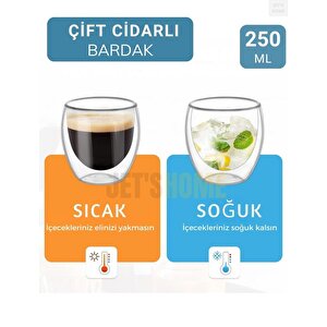 250 Ml Çift Cidarlı Bardak El Yakmaz Bardak Kahve Bardağı Magnolya Bardağı
