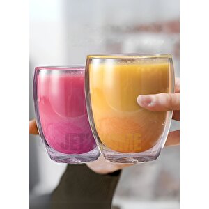 12’li Set Latte Bardağı Cappuccino Bardağı Çift Cidarlı Bardak Americano Bardağı 350 Ml Kahve Bardak
