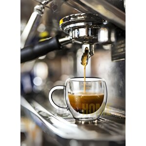 2’li Set Kulplu Espresso Bardağı Doppio Ristretto Bardağı Çift Cidarlı Türk Kahvesi Bardak 80 Ml