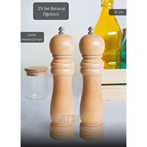 2’li Set Karabiber Değirmeni Baharat Değirmeni Kalınlık Ayarlı Baharat Öğütücü Çelik Bıçaklı 21 Cm