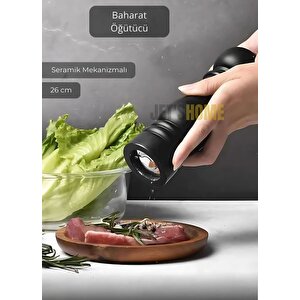 Karabiber Değirmeni Ahşap Tuz Değirmeni Baharat Öğütücü Kalınlık Ayarlı Seramik Bıçaklı 26 Cm