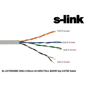 Sl-cat5e05bk 305m 0.5mm 24 Awg Full Bakır Utp Cat5e Kablo