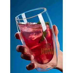 4’lü Set Büyük Latte Bardağı Cappuccino Bardağı Çift Cidarlı Bardak Americano Bardağı 450 Ml