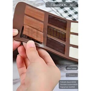 Çikolata Kalıbı 12 Gözlü Mini Tablet Yapışmaz Gıda Temasına Uygun Silikon Gıda Kalıp 21x11 Cm
