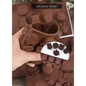 Karışık Hayvan Desen Çikolata Kalıbı Bpa Free Buz Kalıbı Silikon Tatlı Kalıbı Yapışmaz Kalıp