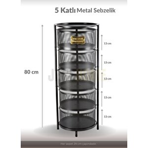 5 Katlı Sebzelik Açılır Metal Patates Soğan Sepeti Paslanmaz Meyvelik Organizer Sepet Siyah