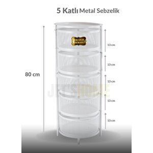 5 Katlı Sebzelik Açılır Metal Patates Soğan Sepeti Paslanmaz Meyvelik Organizer Sepet Krem