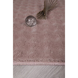 Bubble Yuvarlak Pembe Uzun Tüylü Yumuşak Peluş Kaymaz Yıkanabilir Salon Oturma Odası Balkon Halısı 150x150 cm