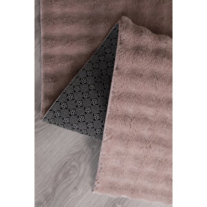 Bubble Yuvarlak Pembe Uzun Tüylü Yumuşak Peluş Kaymaz Yıkanabilir Salon Oturma Odası Balkon Halısı 150x150 cm