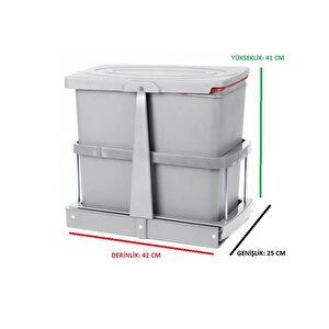 Çöp Kovasi 12+12lt Gri̇ Teleskopi̇k Rayli