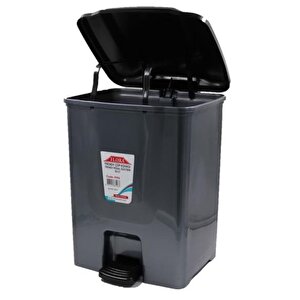 Flora F196-s 10lt Slim Pedallı Gri Plastik Çöp Kovası Siyah Kapak