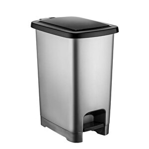 Sy-4283 40 Lt Slim Pedallı Gri Plastik Çöp Kova Siyah Kapak