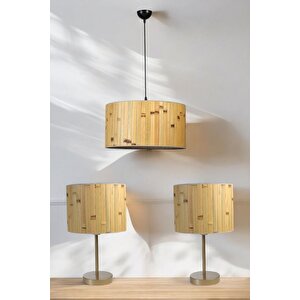 Bambu 02 Abajur Avi̇ze 3 Lü Set