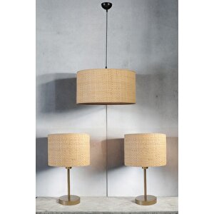Hasir Rattan Abajur Avi̇ze 3 Lü Set