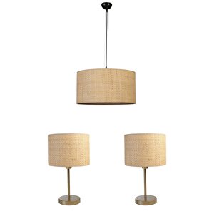 Hasir Rattan Abajur Avi̇ze 3 Lü Set