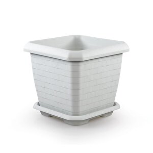 So-hk04 Hisar Kare Tabaklı Saksı 44 Lt No 4 Beyaz (110)
