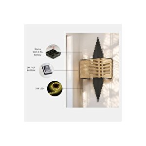 Yeni̇ Hande Pi̇lli̇ Si̇yah Di̇kdörtgen Rattan Abajurlu Apli̇k