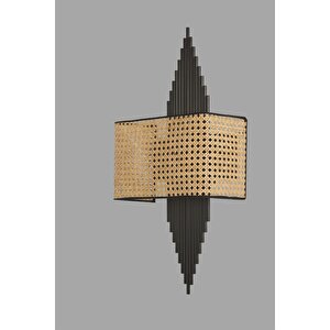 Yeni̇ Hande Pi̇lli̇ Si̇yah Di̇kdörtgen Rattan Abajurlu Apli̇k