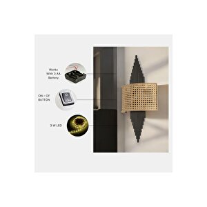 Yeni̇ Asli Pi̇lli̇ Si̇yah Oval Rattan Abajurlu Apli̇k