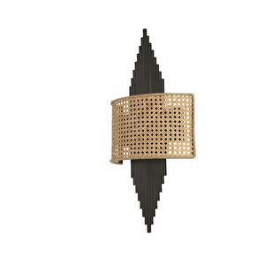 Yeni̇ Asli Pi̇lli̇ Si̇yah Oval Rattan Abajurlu Apli̇k
