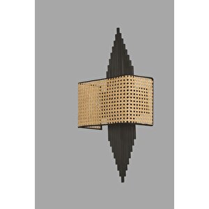 Yeni̇ Asli Pi̇lli̇ Si̇yah Di̇kdörtgen Rattan Abajurlu Apli̇k