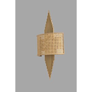 Yeni̇ Hande Pi̇lli̇ Eski̇tme Oval Rattan Abajurlu Apli̇k