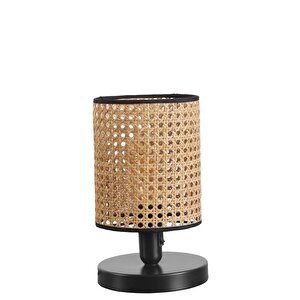 Yeni̇ Ayça Pi̇lli̇ Si̇yah Rattan Abajurlu Masa Lambasi