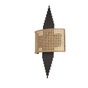 Yeni̇ Hande Pi̇lli̇ Si̇yah Oval Rattan Abajurlu Apli̇k