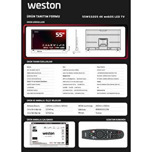 Weston 55ws3205 55" 140 Ekran 4k Ultra Hd Webos Led Tv