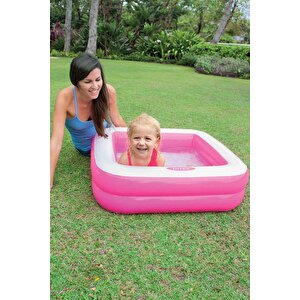 Şişme Taban Mini Kare Havuz 86x86x25 Cm Pembe
