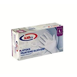 Karex Lateks Pudralı Eldiven 100'lü Paket Beyaz Large