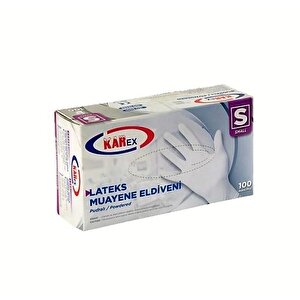 Karex Lateks Pudralı Eldiven 100'lü Paket Beyaz Small