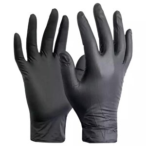 Karex Siyah Nitril Pudrasız Eldiven 100'lü Paket Large