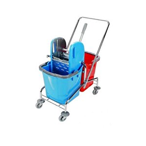 Uctm Ck752 Krom Taşıyıcı Krom Pres Çift Kovalı Temizlik Arabası
