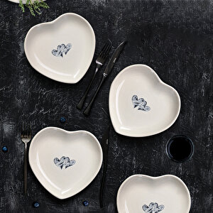 Amour Kalp Pasta Tabağı 20 Cm 4 Adet 22870