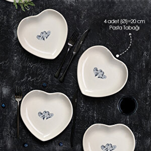 Amour Kalp Pasta Tabağı 20 Cm 4 Adet 22870