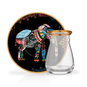 Glore Nihavent Elephant Siyah Çay Seti 6'lı