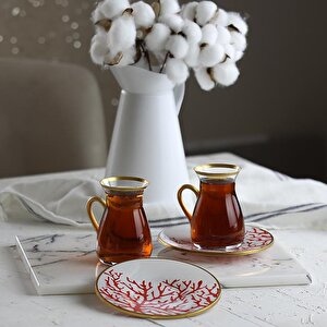 Glore Laura Mercan Kulplu 6'lı Çay Seti