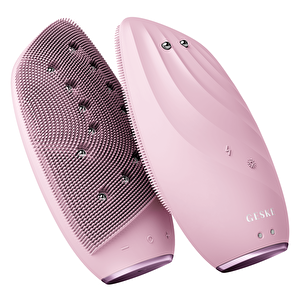 Titreşimli Mikro Akım Termal Yüz Temizleme Ve Cilt Sıkılaştırıcı Cihaz  | Sonic Thermo Facial Brush Face-lifter Pembe