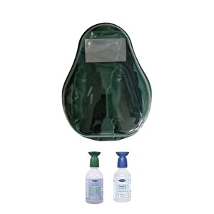 Göz Duşu Solüsyonu İstasyonu Set (1 Adet Boş İstasyon +1 Adet 500 Ml  +1 Adet 250 Ml Solüsyon)