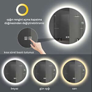 Dokunmatik Akıllı Ayna Buhar Tutmayan Hd 3 Renk Ledli Banyo Aynası Dekoratif Ayna 60x90