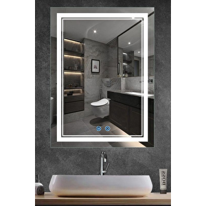Dokunmatik Akıllı Ayna Buhar Tutmayan Hd 3 Renk Ledli Banyo Aynası Dekoratif  Ofis Duvar Lavabo Aynası 90x60