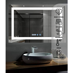 Avend Dokunmatik Akıllı Ayna Hd 3 Renk Ledli Buhar Tutmayan Banyo Aynası Dekoratif  Ofis Duvar Lavabo Aynası 60x80 cm