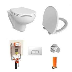 Vitra S20 Round Smoothflush Asma Klozet + Vitra Yavaş Kapanır Kapak + Vitra Gömme Rezervuar Set