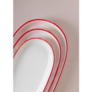 Joy Oval Servis 2li Set Kırmızı 14x26x3 Cm