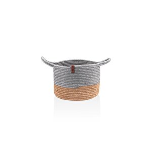 Jutte Kulplu Yuvarlak Sepet Bambu Gri 25x20 Cm
