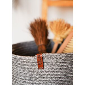 Jutte Kulplu Yuvarlak Sepet Bambu Gri 25x20 Cm
